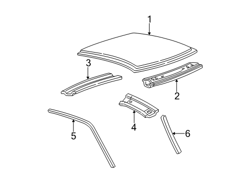 1998 Ford F-250 Roof & Components Inner Rail Diagram for F65Z-15513A31-A