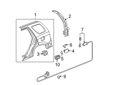 2005 Honda CR-V Fuel Door Cable, Fuel Lid Opener (Ivory) Diagram for 74411-S9A-A01ZD