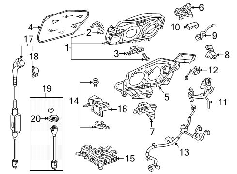 2018 Toyota Prius Prime Electrical Components - Quarter Panel Cable Assembly Cover Diagram for 82821-47560