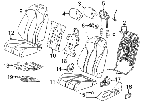 2022 Acura MDX Driver Seat Components Pad Complete, Front Left Cushion Diagram for 81537-TYA-Y42