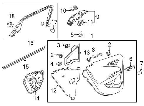 2018 Chevrolet Malibu Interior Trim - Rear Door Belt Weatherstrip Diagram for 22987628