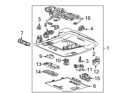 2019 GMC Sierra 2500 HD Overhead Console Reading Lamp Assembly Diagram for 84556769