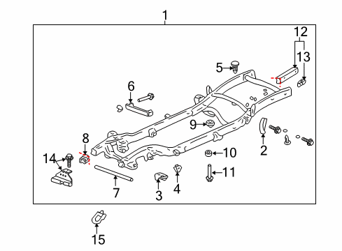 2006 Chevrolet Avalanche 2500 Frame & Components Bumper Bracket Diagram for 12474443