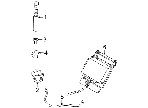 2000 Ford Taurus Antenna & Radio Antenna Assembly Diagram for F6DZ-18850-BB