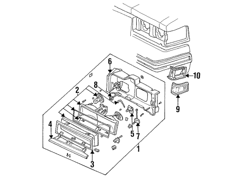 1987 Cadillac Fleetwood Headlamp Components, Corner & Side Marker Lamps Composite Headlamp Assembly Diagram for 16505658