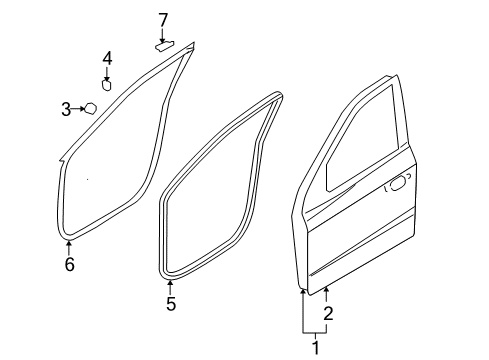 2007 Hyundai Santa Fe Front Door Weatherstrip Assembly-Front Door Side LH Diagram for 82130-0W000