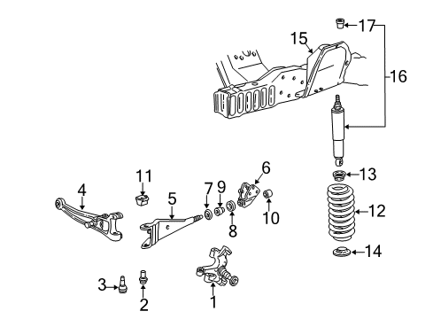 1997 Ford E-150 Econoline Club Wagon Front Suspension, Stabilizer Bar, Suspension Components Knuckle Diagram for XC2Z-3105-AA