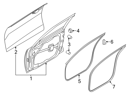 2019 Kia Optima Front Door WEATHERSTRIP-Front Door Body Side Diagram for 82120D4000