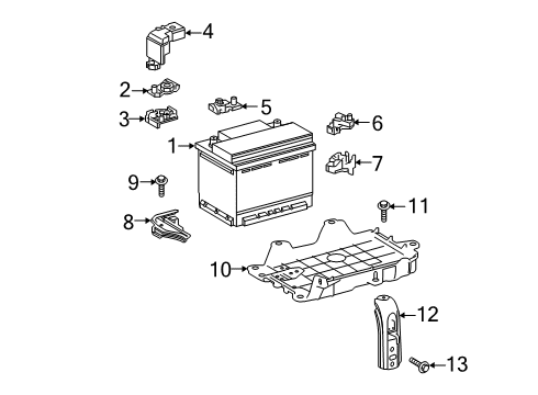 2019 Toyota RAV4 Battery Battery Tray Bolt Diagram for 90105-08500