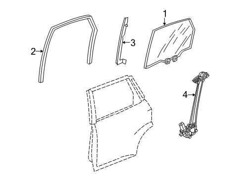 2009 Honda Fit Rear Door Glass Assy., L. RR. Door (Green)(Agc) Diagram for 73450-TF0-G00