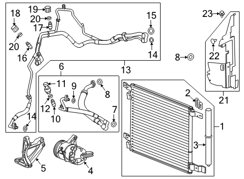 2013 Cadillac SRX A/C Condenser, Compressor & Lines Pressure Hose Valve Diagram for 20795537