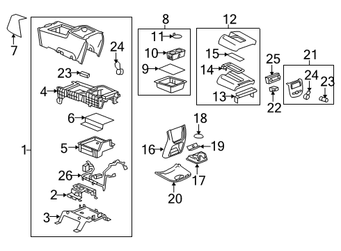 2010 GMC Yukon Center Console Compartment Asm-Front Floor *Titanium Diagram for 20893145