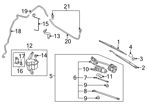 2009 Nissan Versa Windshield - Wiper & Washer Components Packing Washer Motor Diagram for 28921-AX600