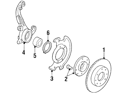 1986 Acura Legend Front Suspension Components, Lower Control Arm, Upper Control Arm, Stabilizer Bar Knuckle Complete L Diagram for 51215-SD4-507