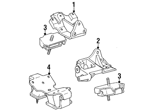 1992 Toyota Land Cruiser Engine & Trans Mounting Insulator Diagram for 12362-61010