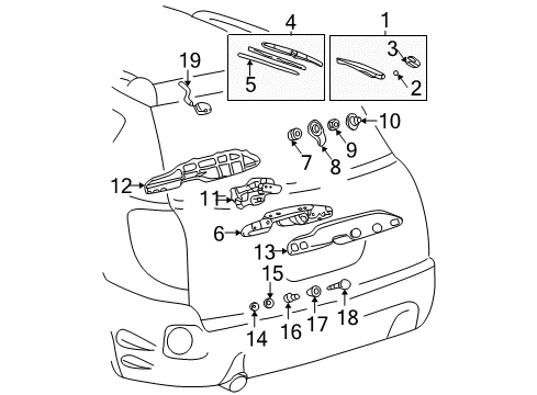 2008 Pontiac Vibe Lift Gate - Wiper & Washer Components Arm, Rear Window Wiper Diagram for 88969932