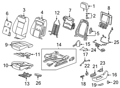 2021 Chevrolet Tahoe Driver Seat Components Seat Cushion Pad Diagram for 84275590