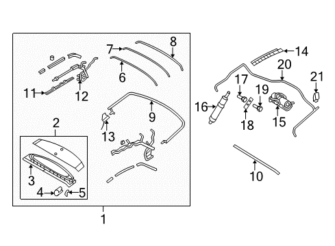 2007 Ford Mustang Frame & Components - Convertible Top Motor Diagram for 8R3Z-76533A00-K