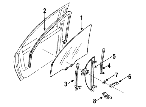 1998 Nissan Quest Front Door Handle Assy-Door Window Regulator Diagram for 80760-1B000