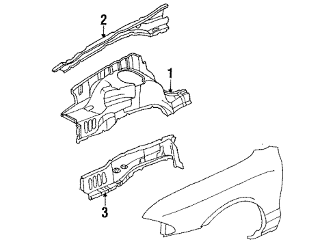2000 Ford Contour Structural Components & Rails Apron Assembly Diagram for F8RZ16054AA