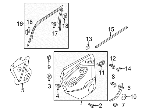 2014 Ford Escape Front Door Belt Weatherstrip Diagram for CJ5Z-7825861-J