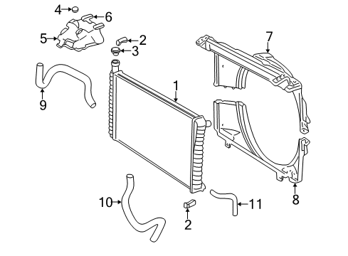 1996 Chevrolet P30 Radiator & Components Shroud-Radiator Fan Lower Diagram for 15978381