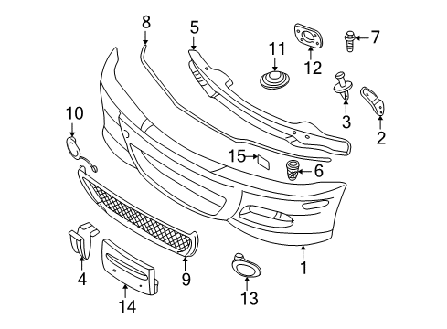 2003 BMW M3 Front Bumper Cover, Fog Lamp, Left Diagram for 51112695255