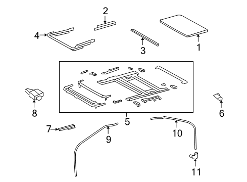 2009 Lexus LS600h Sunroof Gear Sub-Assy, Sliding Roof Drive Diagram for 63260-50070