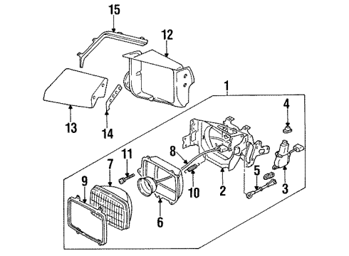 1989 Nissan Pulsar NX Headlamps Driver Side Headlamp Assembly Diagram for B6060-D4570