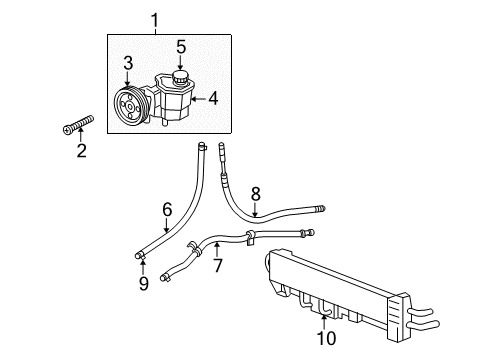 2009 Chrysler Aspen P/S Pump & Hoses, Steering Gear & Linkage Power Steering Pump And Pulley Diagram for 52013977AE