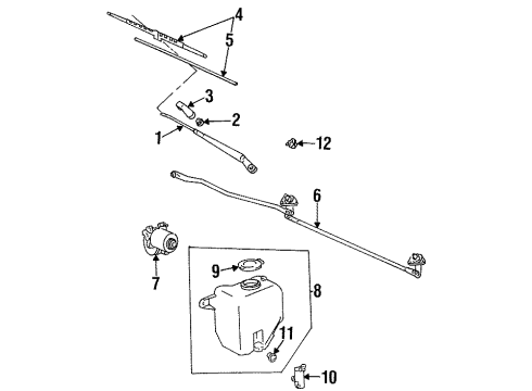 1997 Lexus LX450 Wiper & Washer Components Jar Assy, Windshield Washer Diagram for 85315-60071