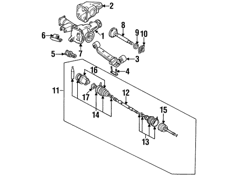 1994 Nissan D21 Carrier & Front Axles Shaft-Front Drive Diagram for 39204-31G50