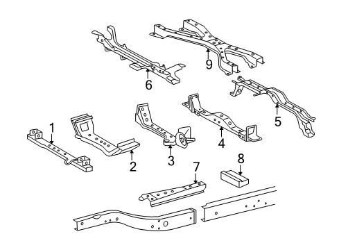 2005 Toyota Tacoma Crossmembers & Components Crossmember Diagram for 51021-04011