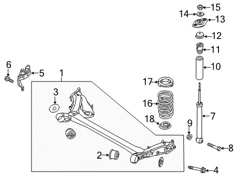 2019 Kia Soul Rear Axle, Suspension Components Torsion Axle Complete Diagram for 55100B2341