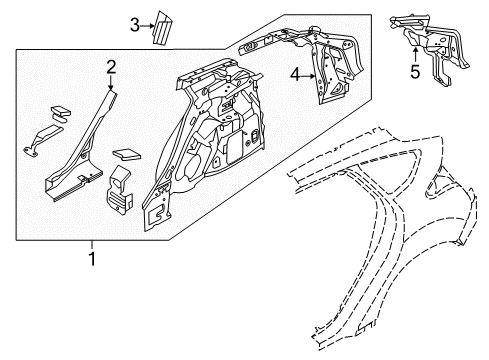 2017 Ford Focus Inner Structure - Quarter Panel Trough Diagram for F1EZ-58279D47-D