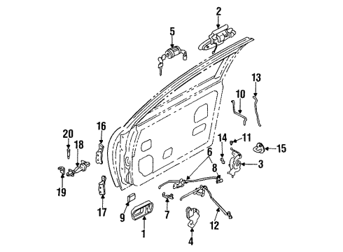 1995 Infiniti Q45 Front Door Handle Assy-Front Door Outside, LH Diagram for 80607-67U12