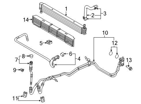 2014 Ford F-150 Trans Oil Cooler Cooler Pipe Diagram for BL3Z-7R081-C