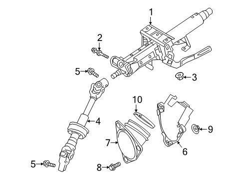 2022 Toyota Camry Steering Column & Wheel, Steering Gear & Linkage Cover, Steering COLU Diagram for 45253-06180