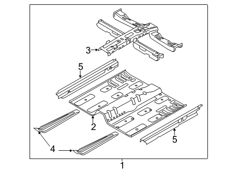 2015 Kia Optima Pillars, Rocker & Floor - Floor & Rails Member-Center Floor Side Diagram for 651183R000