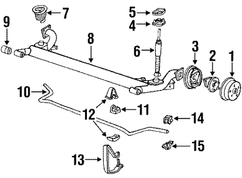 1988 Chevrolet Beretta Rear Brakes Shaft-Rear Stabilizer Diagram for 14106795