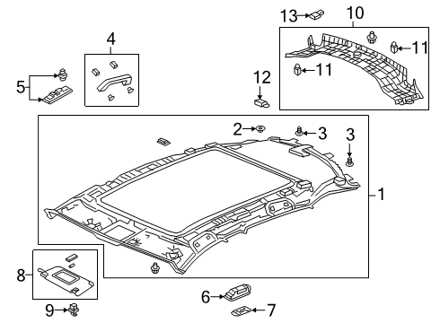 2022 Acura RDX Interior Trim - Roof Grille R (Alluring Ecru) Diagram for 83245-TJB-A31ZA