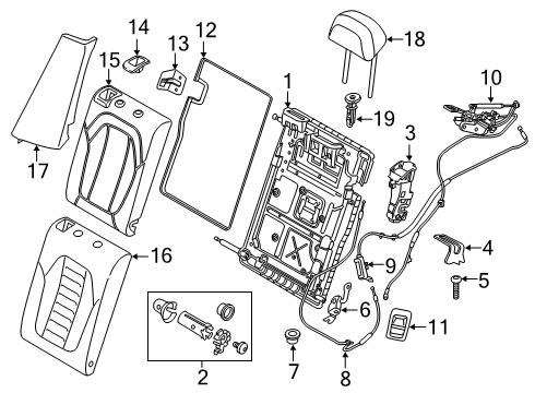 2019 BMW X4 Rear Seat Components FRAME, BACKREST LEFT Diagram for 52207399215