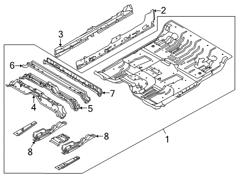 2014 Ford F-150 Floor Rear Crossmember Diagram for 9L3Z-18107A94-A