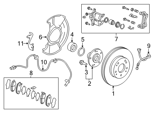 2020 Honda CR-V Anti-Lock Brakes Sensor Assembly-, Front-Right Diagram for 57450-TPG-A01