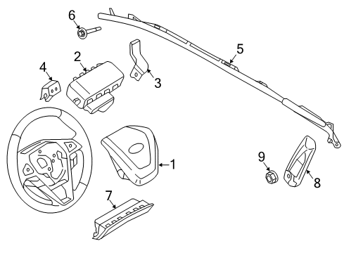 2015 Ford Edge Air Bag Components Clock Spring Diagram for F2GZ-14A664-B