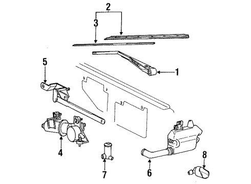 1992 Toyota Land Cruiser Rear Wiper Components Wiper Arm Diagram for 85241-60010