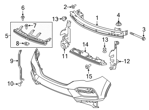 2017 Honda Pilot Front Bumper Beam, FR. Bumper Center (Upper) Diagram for 71160-TG7-A00