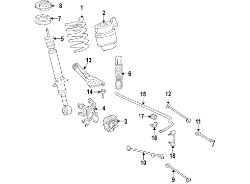 2017 Lincoln Navigator Rear Suspension Components, Lower Control Arm, Upper Control Arm, Ride Control, Stabilizer Bar Shock Diagram for FL1Z-18125-C