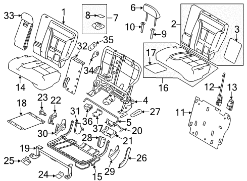 2014 Lincoln MKX Rear Seat Components Armrest Assembly Diagram for EA1Z-7867112-BB
