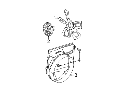 2002 Dodge Ram 1500 Radiator & Components, Cooling Fan SHROUD-Fan Diagram for 52028850AC